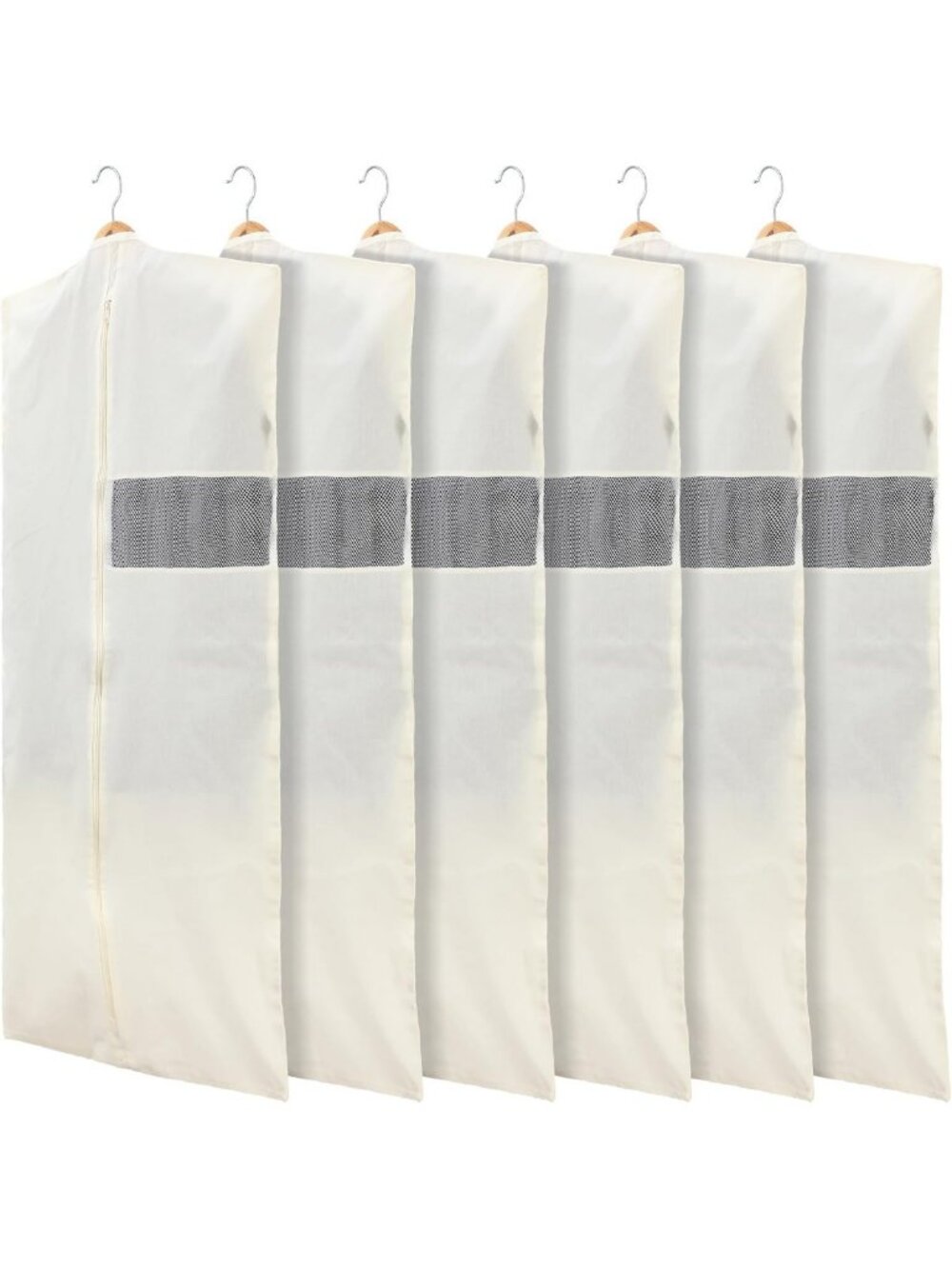 6 Pcs 50" Cotton Garment Bags for Hanging Clothes, Dustproof & Travel-Friendly